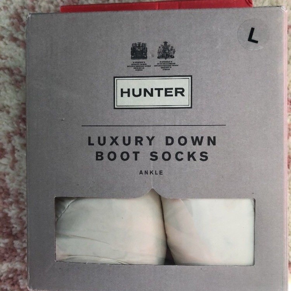 Hunter Size L Luxury Down Boot Socks Ankle Natural